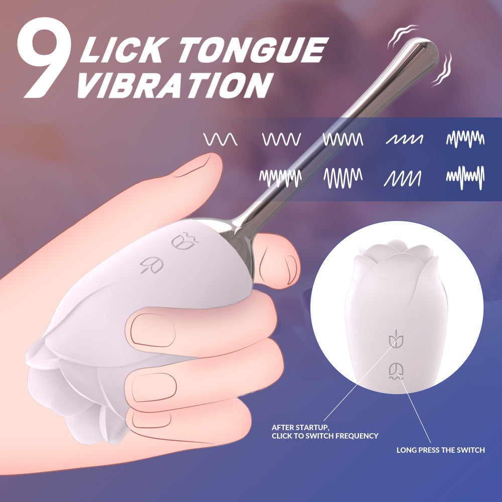 VELUXXA Rose Tongue Licking Vibrator Sex Toy for Women - Pink