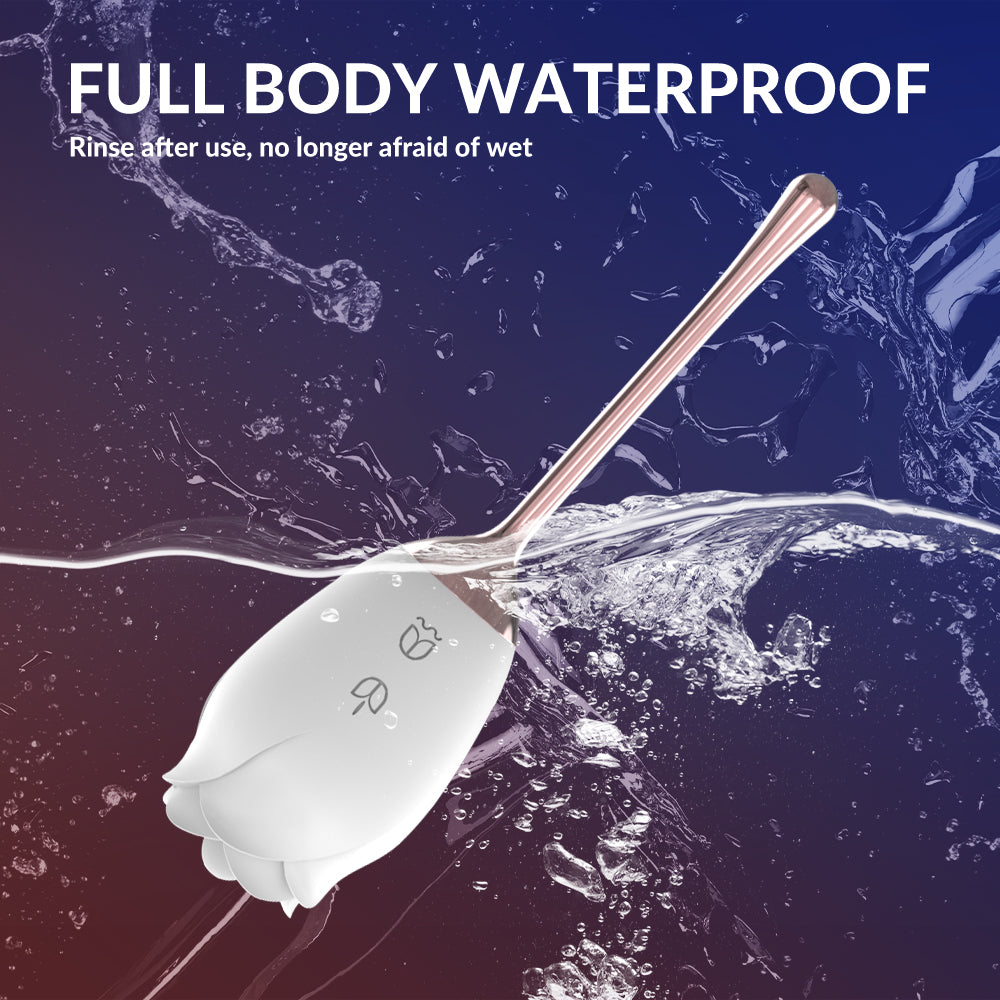 VELUXXA Rose Tongue Licking Vibrator Sex Toy for Women - White