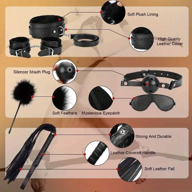 VELUXXA - High-end gift boxes SM Plush Leather 10-Piece Set Bondage Kit